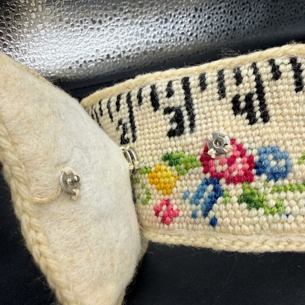 Vtg Handmade Needlepoint Butterfly Ruler Belt Decoration Floral Sew Cottage - Picture 3 of 8